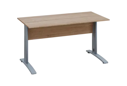 EPK 27 - 14 stůl kancelářský, kovová podnož stříbrná, deska 25 mm, široký 1400 mm, dub bardolino